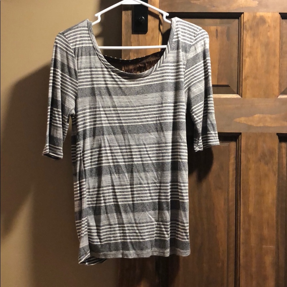 Gray Stripe open back tee